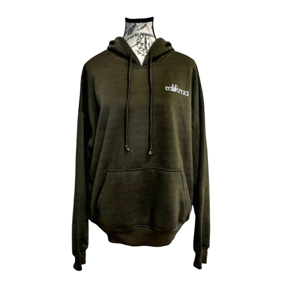 Brooklyn Karma Tops - Brooklyn Karma Olive Green ‘California’ Hoodie. Large